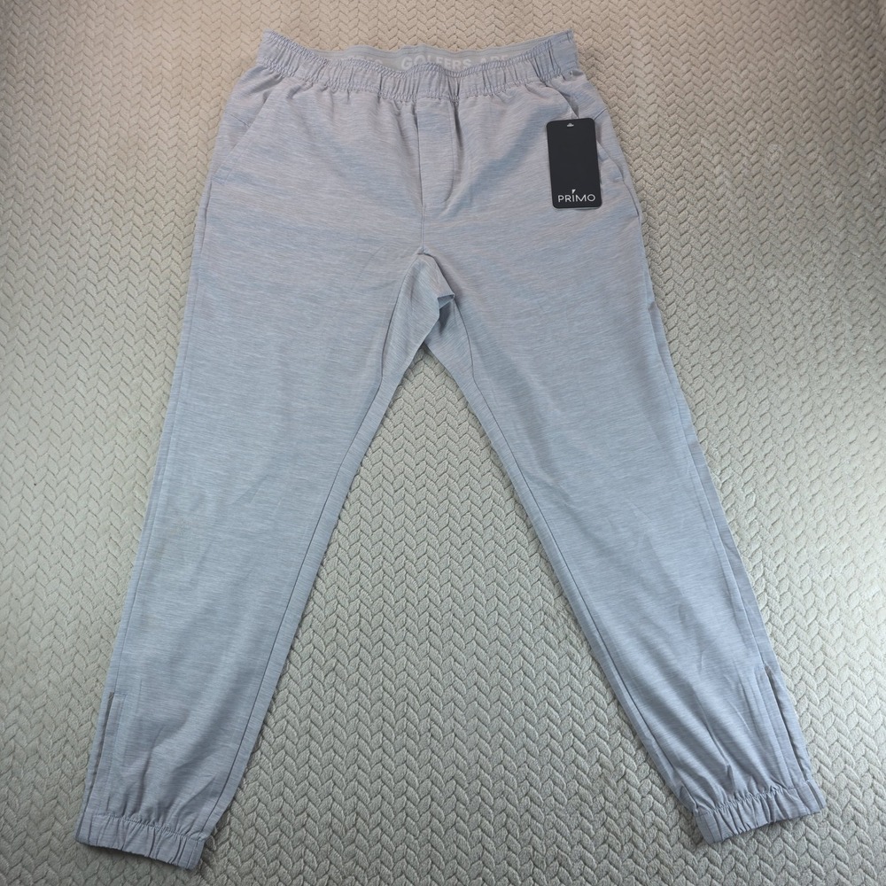 Primo Golf Active Joggers Mens Medium Light Gray Tapered Ankle Zip NWT Imperfect